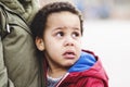 Portrait of a little upset boy crying.