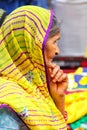 Portrait of a local woman standing at Kinari Bazaar in Agra, Uttar Pradesh, India