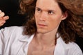 Portrait of long-haired handsome man Royalty Free Stock Photo