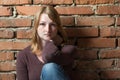 Portrait of long haired young woman indoors Royalty Free Stock Photo