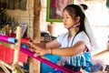 Portrait of a Long Necked Tribe Woman works in village