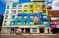 Portrait of Lorca on building in lower Manhattan