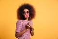 Portrait of a lovely afro american woman in retro style Royalty Free Stock Photo