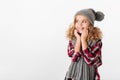 Portrait of a lovely little girl dressed in winter hat Royalty Free Stock Photo