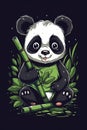 Portrait of a lovely panda bear in a bamboo forest