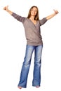 Portrait of lovely teenage girl with thumbs up Royalty Free Stock Photo