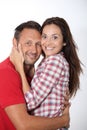 Portrait of loving couple on white background Royalty Free Stock Photo