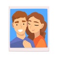 Portrait of Loving Guy and Girl, Romantic Couple in Love Photo Vector Illustration