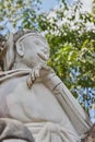 Portrait Low Angle Zoom View Marble Sun Wukong or Monkey King Statue Royalty Free Stock Photo