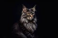 Portrait of a maine coon cat on a black background