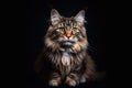 Portrait of a maine coon cat on a black background