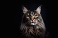 Portrait of a maine coon cat on a black background