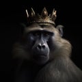 Portrait of a majestic Baboon with a crown Generative AI Royalty Free Stock Photo