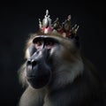 Portrait of a majestic Baboon with a crown Generative AI Royalty Free Stock Photo