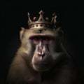 Portrait of a majestic Baboon with a crown Generative AI Royalty Free Stock Photo