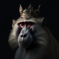 Portrait of a majestic Baboon with a crown Generative AI