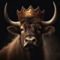 Portrait of a majestic Bison with a crown Generative AI