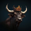 Portrait of a majestic Buffalo with a crown Generative AI