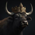 Portrait of a majestic Buffalo with a crown Generative AI