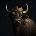 Portrait of a majestic Buffalo with a crown Generative AI