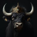 Portrait of a majestic Buffalo with a crown Generative AI