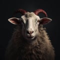 Portrait of a majestic Sheep with a crown Generative AI
