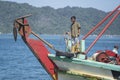 Portrait of a Malaysian male worker on the fishing boat in Kota Kinabalu, Sabah, Malaysia Royalty Free Stock Photo