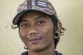 Portrait of a Malaysian male worker at a street Philippine fish market in Kota Kinabalu, Sabah, Malaysia Royalty Free Stock Photo