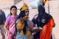 Portrait of an male artist dresses like a indian mythological character