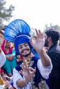 Portrait of an male bhangra dance artist at camel festival bikaner Royalty Free Stock Photo