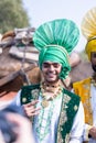 Portrait of an male bhangra dance artist at camel festival bikaner Royalty Free Stock Photo