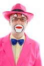 Portrait of male clown in pink Royalty Free Stock Photo