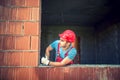 Portrait of male construction engineer approving on quality control of new house. industrial construction site Royalty Free Stock Photo