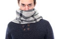 Portrait of a male fashion model with scarf covering face Royalty Free Stock Photo