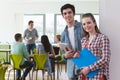 Portrait Of Male And Female College Students In Classroom Royalty Free Stock Photo