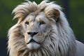 Portrait of a male lion in a zoo, Side view