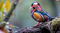 Portrait of male mandarin duck Royalty Free Stock Photo