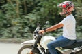 Portrait Of A Male Motorcyclist With Helmet