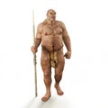 Portrait of a male neanderthal prehistoric caveman.