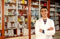Portrait of a male pharmacist at pharmacy Royalty Free Stock Photo