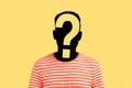 Portrait of male profile silhouette with big question mark on the head. Royalty Free Stock Photo