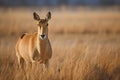 Portrait of male Saiga antelope or Saiga tatarica. Generative AI