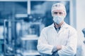 Portrait male scientist worker in medicine factory research laboratory plant technician in hygiene workplace Royalty Free Stock Photo