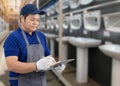 Portrait of male staff warehouse operator