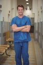 Portrait of male surgeon standing in corridor Royalty Free Stock Photo