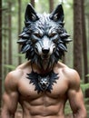 portrait of male warrior with wolf head Royalty Free Stock Photo