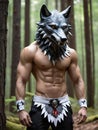 portrait of male warrior with wolf head Royalty Free Stock Photo