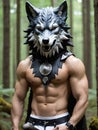 portrait of male warrior with wolf head Royalty Free Stock Photo