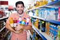 Portrait of male who is standing with drinks Royalty Free Stock Photo