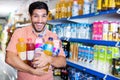 Portrait of male who is standing with drinks Royalty Free Stock Photo